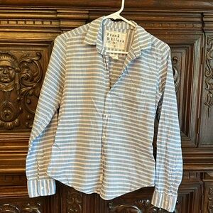 Frank & Eileen Blue and Pink Striped button down top size small